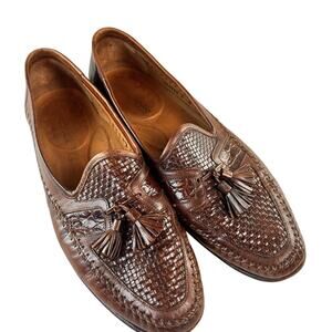 Mens Santoni "Aspen" Tan Brown Leather Tassel Loafers Excellent Condition Sz11